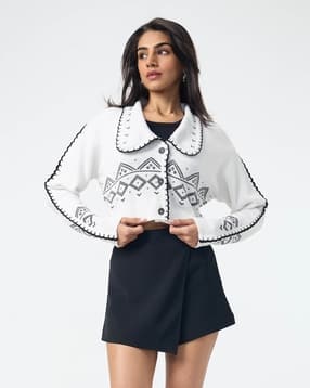 Women Printed Cardigan with Button-Closure-image-8