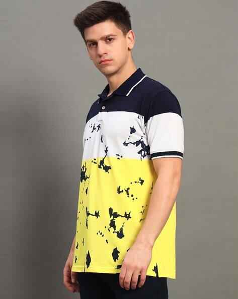 Buda Jeans Co Men Colourblocked Regular Fit Polo T-Shirt