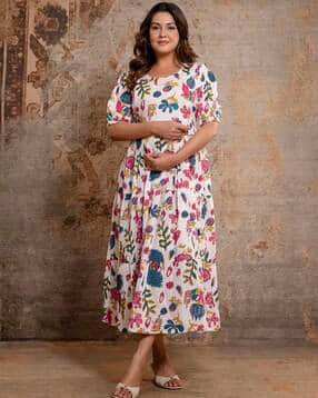swarnkar creation Women Maternity Floral Print Tiered Dress-picture-28