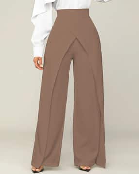 Women Relaxed Fit Wrap-Over Palazzos