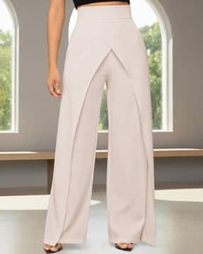 Women Relaxed Fit Wrap-Over Palazzos