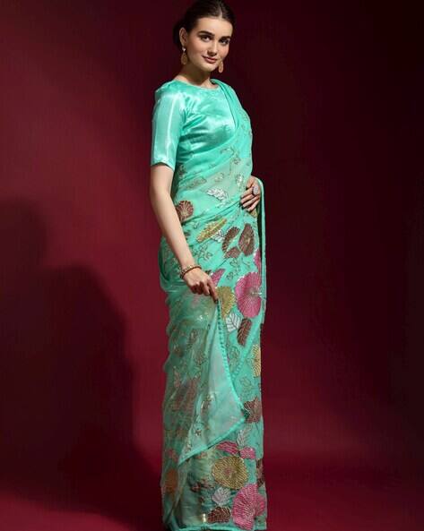 Indie Picks Embroidared Sequined Saree