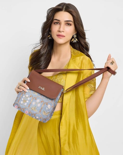 Zouk Women Flap Sling Bag Crossbody with Back Zip Pocket