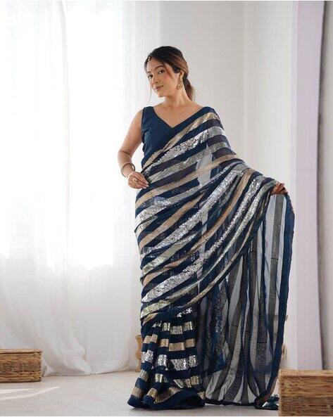 Indie Picks Women Embroidared Sequninned Saree