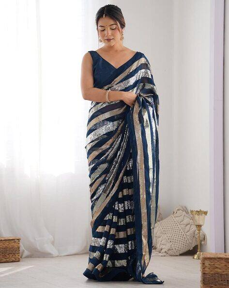Indie Picks Women Embroidared Sequninned Saree
