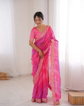 nyrika Geometric Print Saree with Running Blouse Piece-picture-17