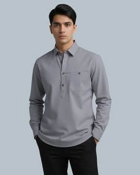 vashuqi Men Slim Fit Spread-Collar Kurta-picture-20
