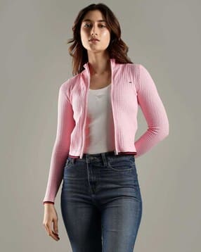 Slim Fit Cotton Mock Neck Front-Open Sweater-image-35