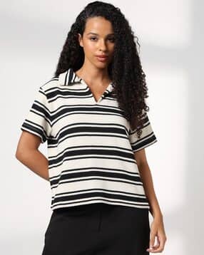 teamspirit Women Striped Regular Fit Polo T-Shirt-picture-49