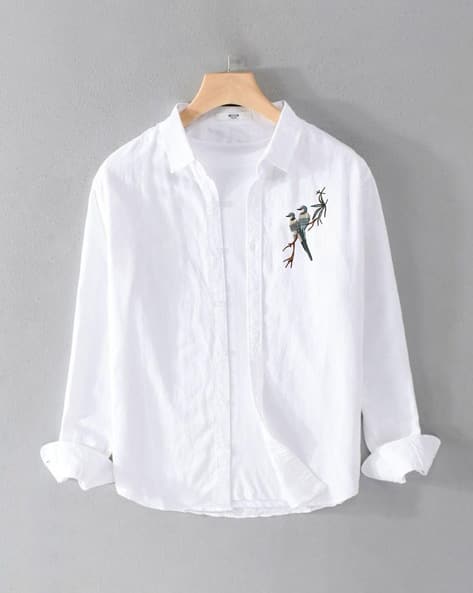Buda Jeans Co Men Small Flying Bird Embroidered Regular Fit Shirt
