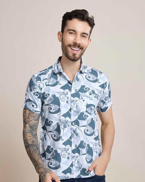 Buda Jeans Co Printed Regular Fit Shirt with Patch Pocket