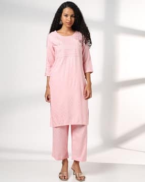 avaasa mix n' match Women Embroidered Print Straight Kurta Set-picture-30