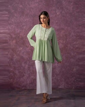 Women Relaxed Fit Embroidered Tunic-image-36