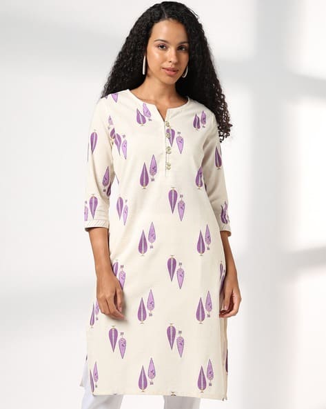 AVAASA MIX N' MATCH Women Printed Round-Neck Straight Kurta