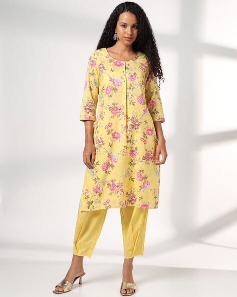 AVAASA MIX N' MATCH Women Floral Print Straight Kurta Set