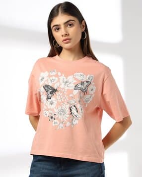 dnmx Women Floral Garden Print Oversixed Crew-Neck T-Shirt-picture-28