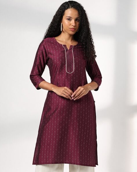 AVAASA MIX N' MATCH Women Printed Round-Neck Straight Kurta