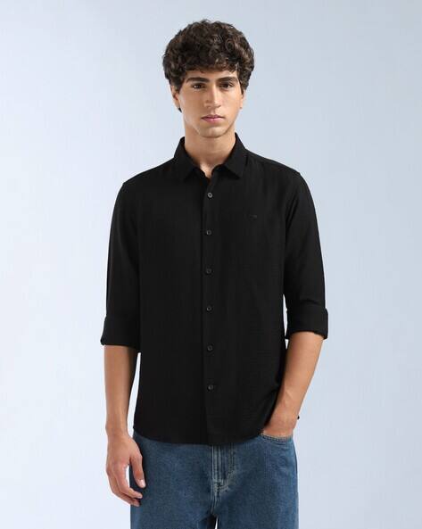 FLYING MACHINE Men Slim Fit Twill Shirt with ...