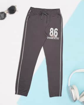 Boy Typographic Print Joggers with Drawstring Waist