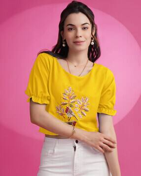 youthnic Women Embroidered Relaxed Fit Top-picture-0