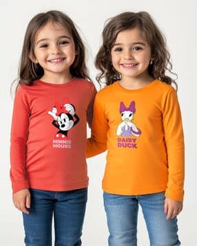 nauti nati Girls Pack of 2 Graphic Print Regular Fit T-Shirt-picture-15