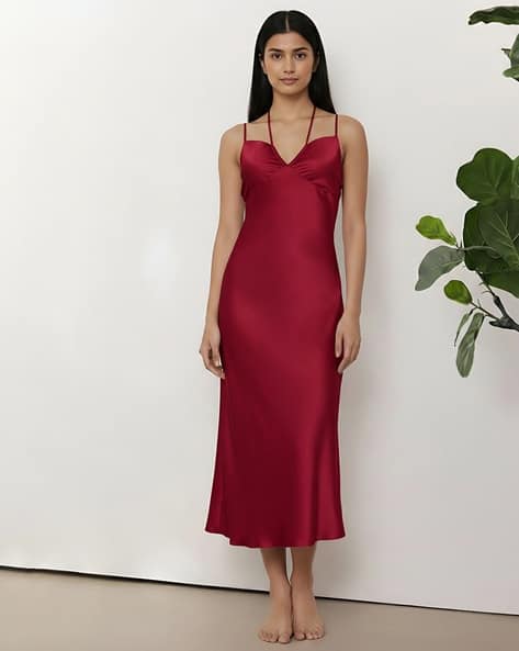 strapless open back dress Women's Cotton Short Night Gown/Night dress-Women's nightwear