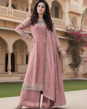 Women Embroidered A-Line Kurta Set with Dupatta-image-24