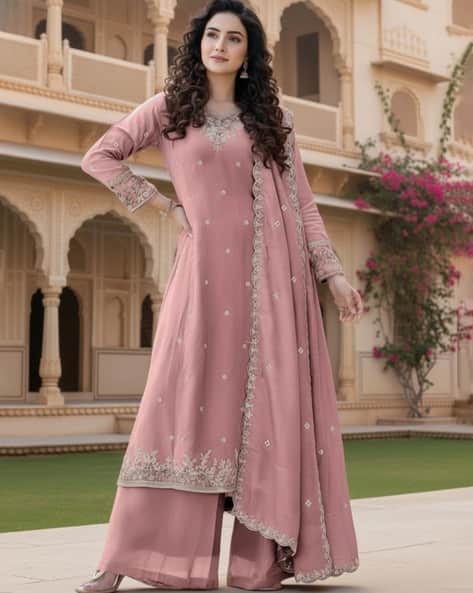 SVARAA Women Embroidered A-Line Kurta Set with Dupatta