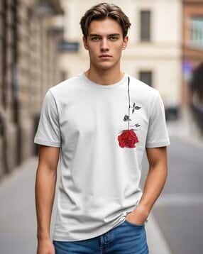 bullmer Men Graphic Print Regular Fit Crew-Neck T-Shirt-picture-40