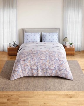 144 TC Paisley Print King-Size Bedsheet with Pillow Covers-image-42