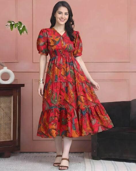 Women Printed Tiered Dress