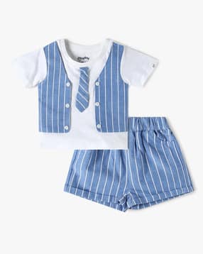 Boys Striped T-Shirt & Shorts Set-image-45