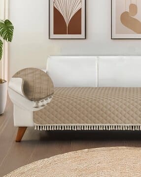 Quilted 3-Seater Sofa Cover Mat with Tassels-image-28