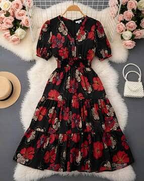 xqsee Women Floral Print Tiered Dress-picture-6