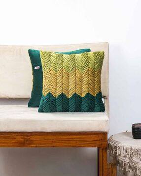 Velvet Zari Lotus Quilted Cushion Cover-image-11