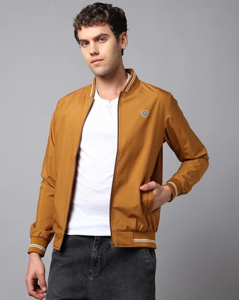 Men Slim Fit Zip-Front Jacket