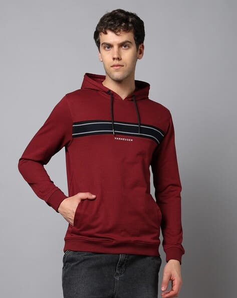 VANHEUSEN FLEX Men Striped Regular Fit Hoodie