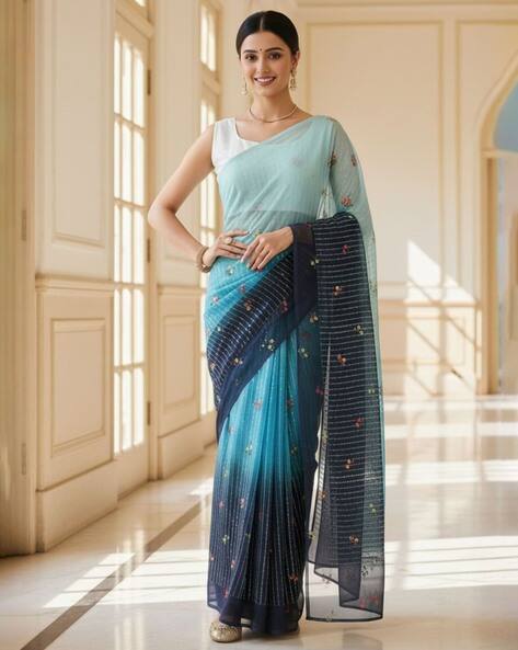 Nyrika Women Embroidered Georgette Saree