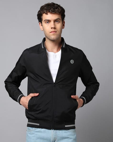 Men Slim Fit Zip-Front Jacket