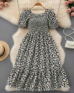 xqsee Women Floral Print Fit & Flare Dress-picture-8