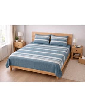 aazeem 150 TC Striped Double-Size Bedsheet with Pillow Covers -picture-40