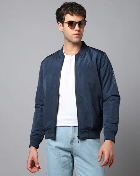 Men Slim Fit Zip-Front Jacket