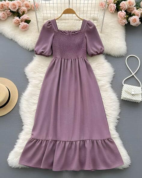 XQsee Women Smocked Fit & Flare Dress