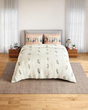 spaces 144 TC Floral Print King-Size Bedsheet with Pillow Covers-picture-41