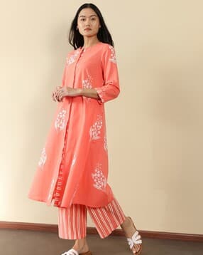 Women Floral Print A-Line Kurta  -image-29