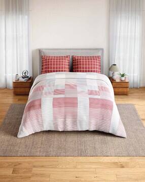 spaces 144 TC Striped King-Size Bedsheet with Pillow Covers-picture-24