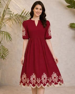 xqsee Women Patterned Fit & Flare Dress-picture-14