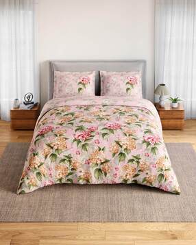 spaces 132 TC Floral Print Double-Size Bedsheet with Pillow Covers-picture-50