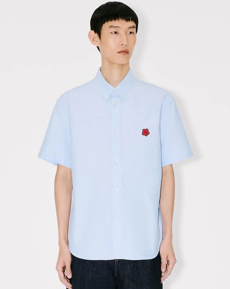 Buy KENZO Boke Flower Crest Relaxed Fit Shirt | Blue Color Men