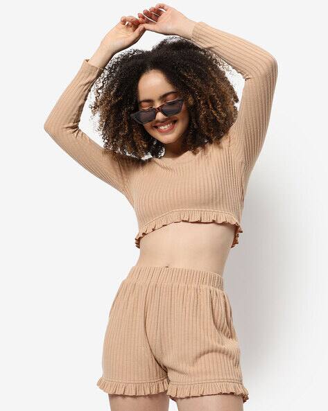 PINACOLADA Textured Top with Shorts Suit Set
